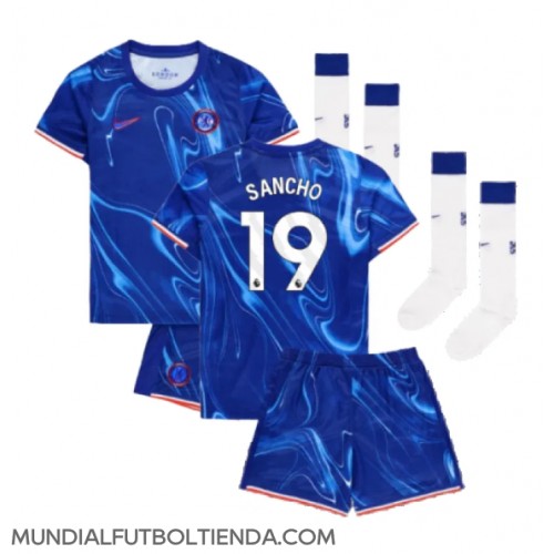 Camiseta Chelsea Jadon Sancho #19 Primera Equipación Replica 2024-25 para niños mangas cortas (+ Pantalones cortos)